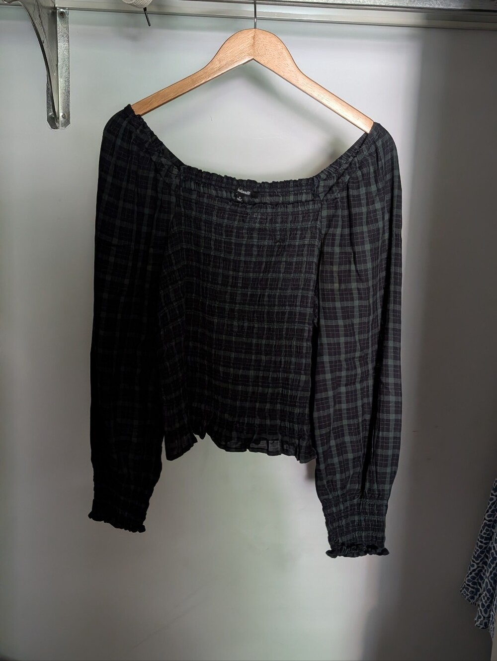 Madewell Lucie Plaid Balloon Sleeve Smock Top